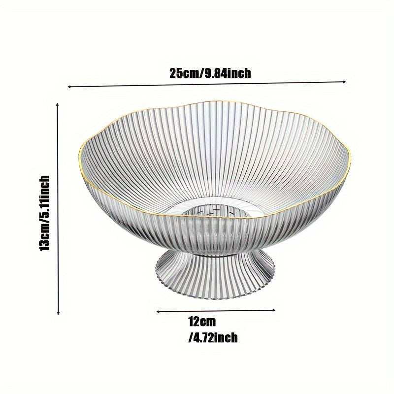1 Set of Light Luxury Home Fruit Bowl, Transparent PET Plastic, Ins Style Snack Tray with Gold Edge, Flower & Fruit Basket, KTV Fruit Bowl