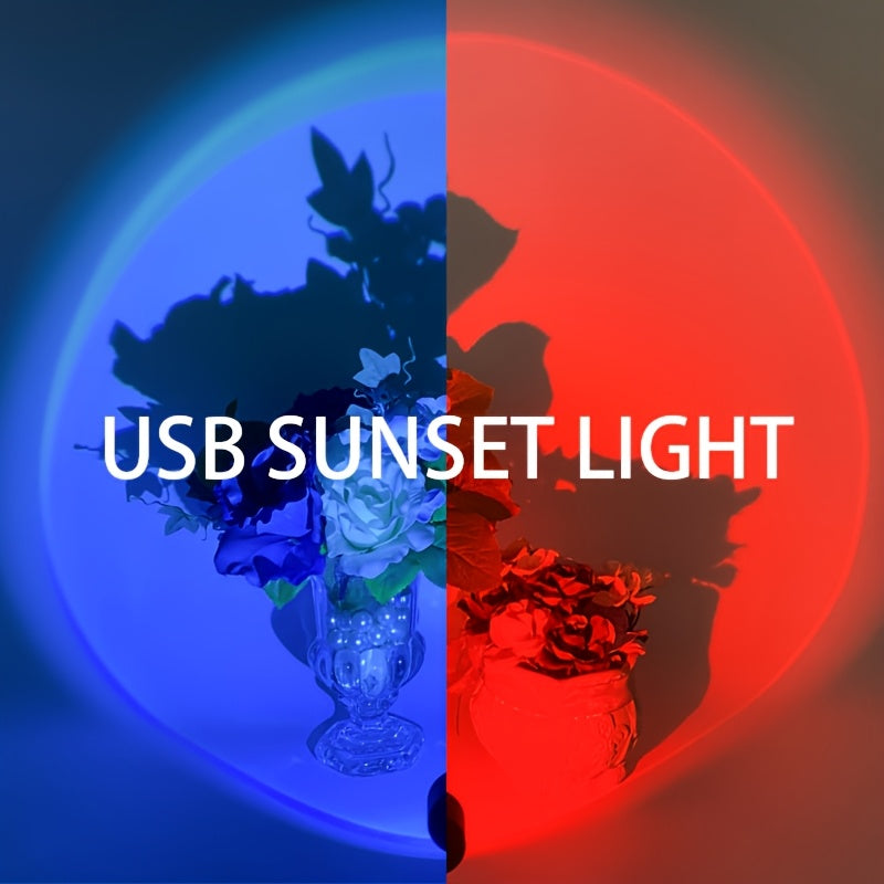 Colorful Sunset Light, LED Projection Light, USB Light, Indoor Holiday Decorative Light, Suitable for Walls, Ceilings, Photography Background Walls, Multicolor Adjustable, Bedroom Night Light, Christmas, Birthday Gift Goodie