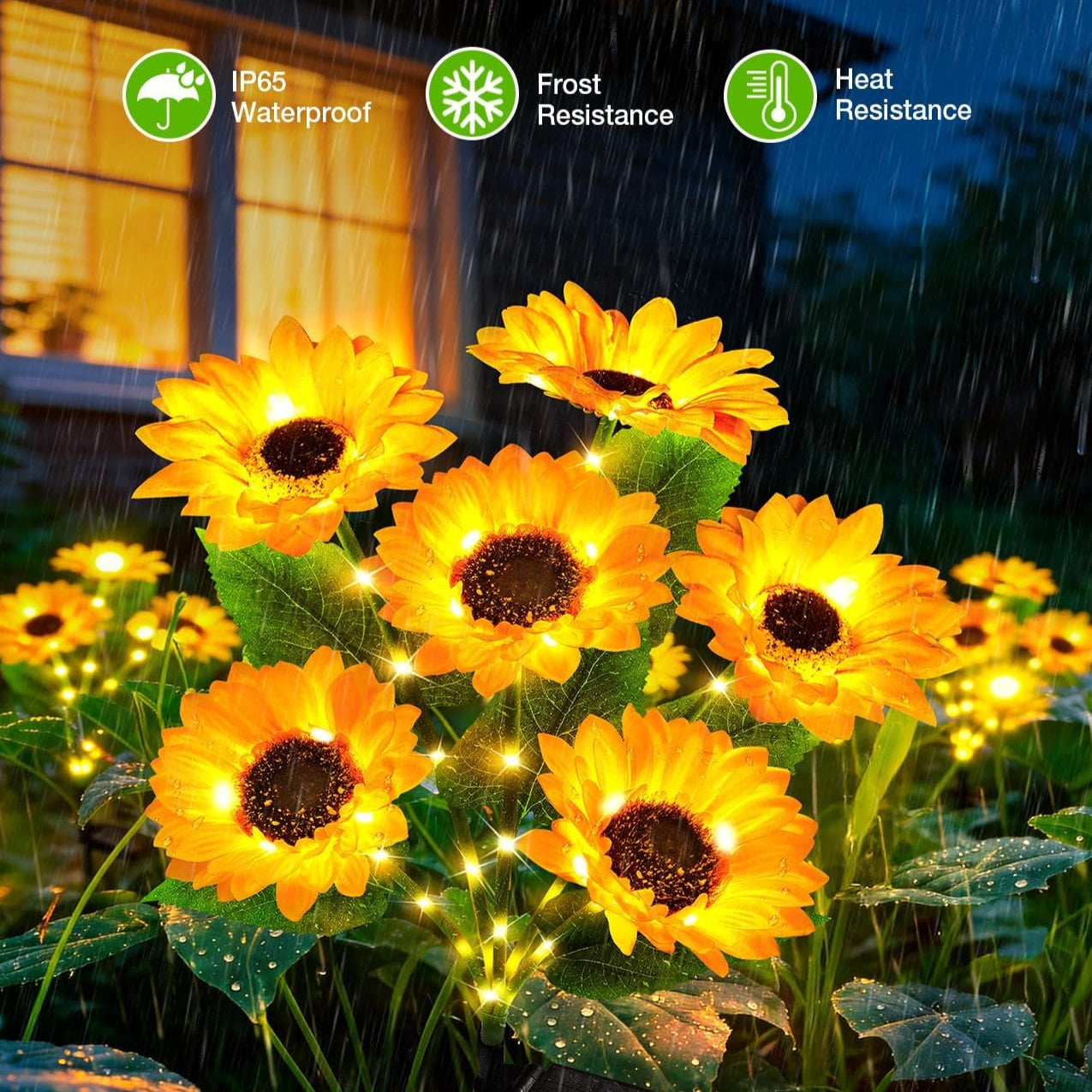 Outdoor Solar Courtyard Decorative Light, Upgraded Sunflower Shaped Solar Garden Light, IP65 Waterproof Solar Flower Light, Suitable for Flower Bed Lawn Courtyard Decoration, Perfect Gift for Women, Mothers and Grandmothers
