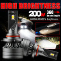2 Reliable LED Car Headlights 9005/9006/H11 Models 200W Power 360° Beam Angle 60000 Lumens 800% Brightness Auto Lamps Durable Aluminum Housing Practical Modern Vehicle Accessory High-Performance Stable