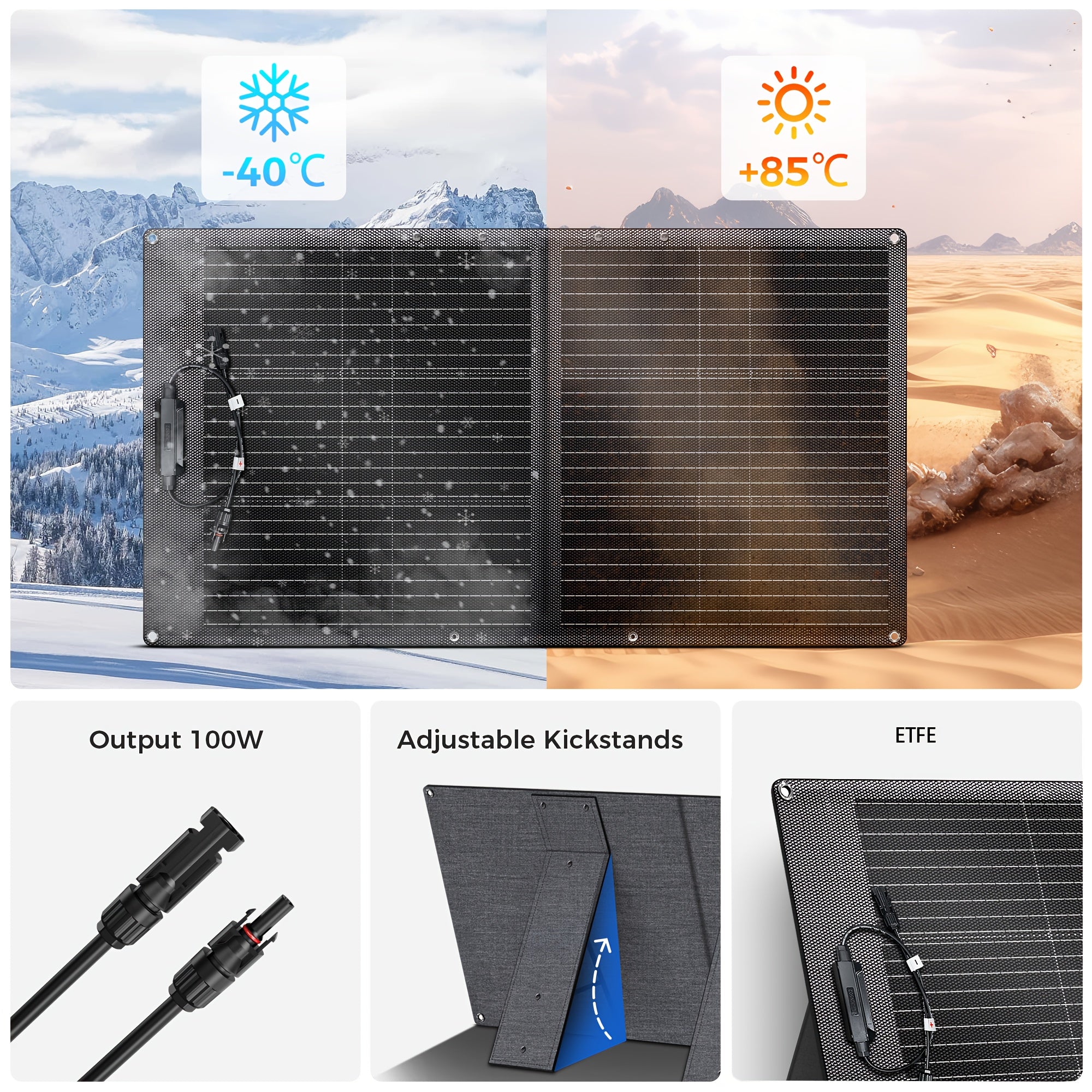 1024Wh LiFePO4 電池 UPS 便攜式電源站 太陽能發電機/100W 太陽能板，停電預防，備用電池行動電源，具備 AC 110V DC USB USB-C 輸出和 LED 燈，戶外露營旅行 RV 旅行居家節慶聖誕禮物