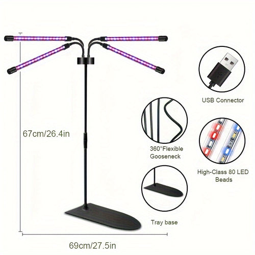 1-Pack Full Spectrum LED Plant Grow Light, 3/9/12H Timing Setting, Red Blue White 3 Light Modes, Adjustable Brightness 20%-100%, Sun Supplement Lamp for Indoor Small Plants & Mini Bonsai, Adapter Not Included