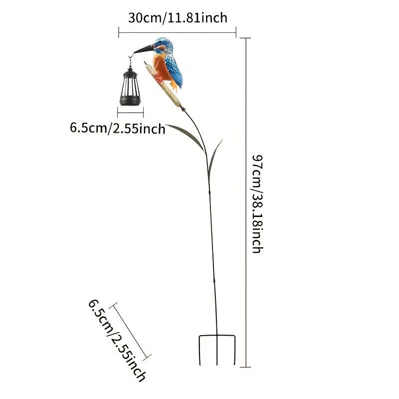 New Outdoor Solar Kingfisher Hanging Lantern Courtyard Lawn Light, Swaying Reed Design Natural and Vivid, Suitable for Garden Lawn Farm Path Courtyard Decoration, Warm White or Colorful Light, Best Holiday Gift for Family and Friends