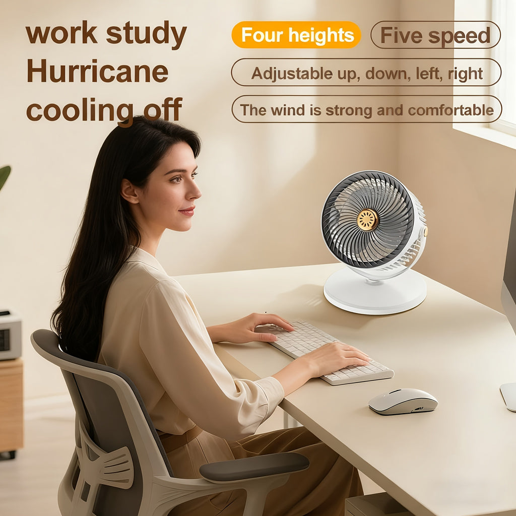 Modern USB Charging Port Standing Fan, 4000mAh Battery Powerful Quiet Wind, 5 Speed Integrated Height Adjustable Floor Fan, Ideal for Bedroom Living Room Office Study, Perfect Christmas Gift