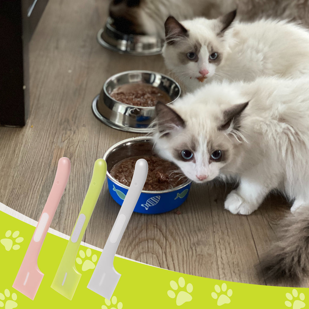 6件装HEBALG宠物食品勺，适用于猫狗湿粮，可重复使用罐盖开罐器兼容勺，卫生罐装湿粮勺，专为猫狗湿食设计