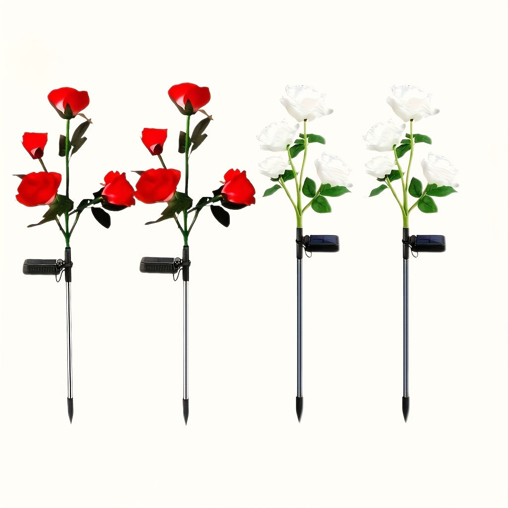 Solar Garden Light – Latest Version Outdoor Solar Light, 7-Color Changing Rose Light, Garden Decoration, Larger Solar Panel, More Realistic Rose Flower (4-Pack) (2-Pack)
