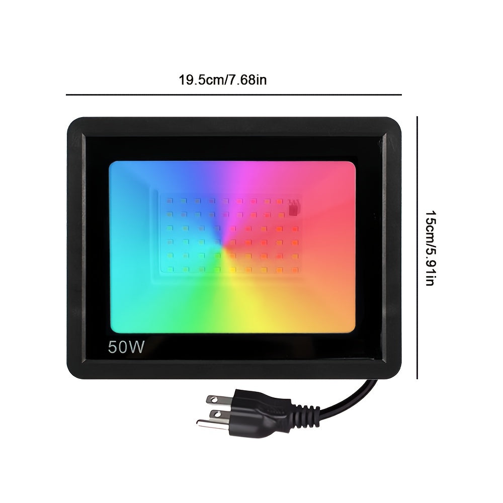 50W 100W RGB Color Changing LED Flood Light, Suitable for Indoor and Outdoor, IP65 Waterproof, Perfect for Halloween Parties, Outdoor Uplighting, Landscape Spotlights, Ground Uplighting, Color Floodlights, Wall Washer Lights and Stage Lighting.