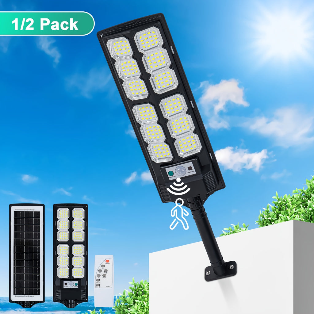 1/2-Piece Outdoor Solar Light, IPX7 Waterproof LED Floodlight, Motion Sensor Solar Light with Remote Control, Dusk to Dawn Wall Light Suitable for Farmhouse, Park, Backyard and Landscape Decoration