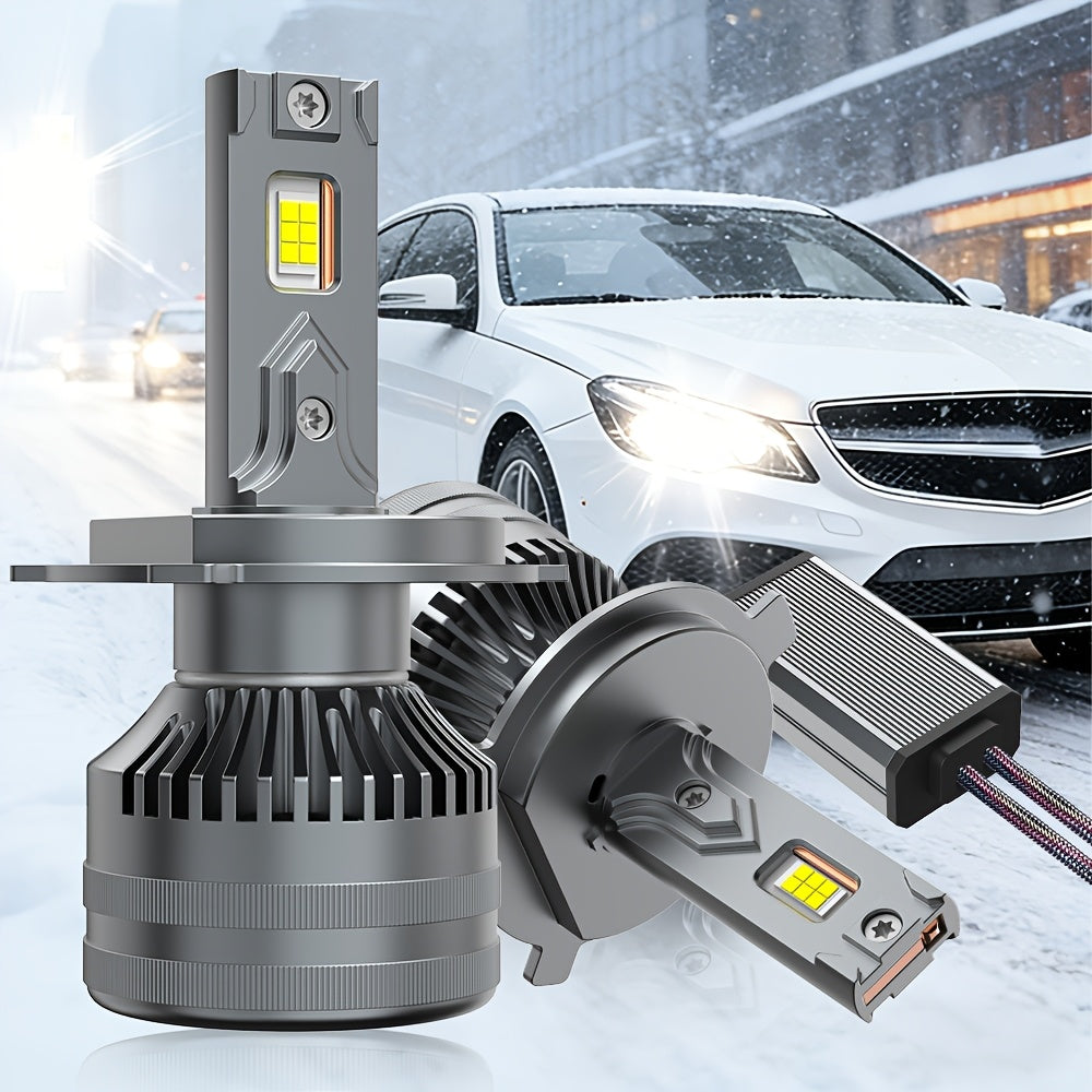 Automotive 2PCS LED Car Lights - H11/H7/H4/H1, 9012/9006/9005 - 40000LM, 250W High/Low Beam, 6500K Cool White Light, Spotlight, High-Performance Bulbs, 200% Brightness Increase, Plug-and-Play, No Battery Needed