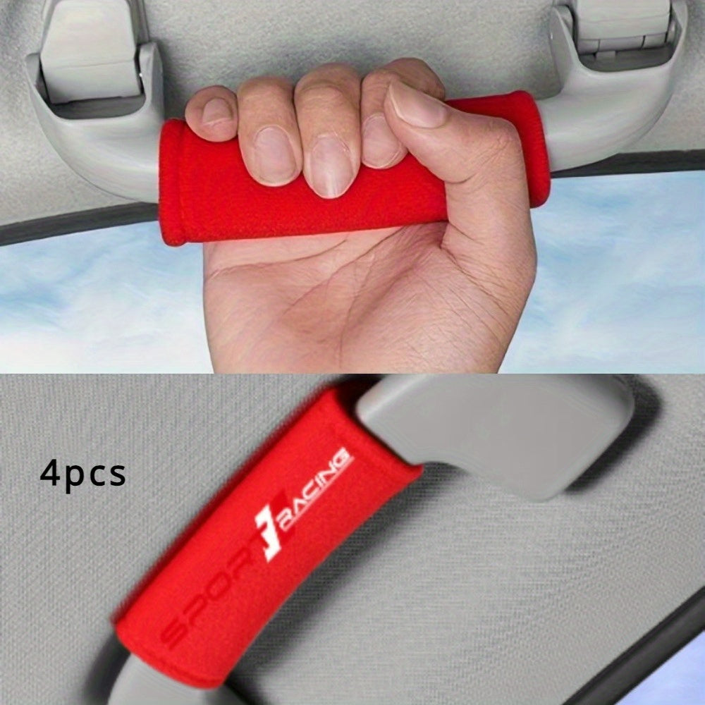 4-Piece Set Woven Pattern Door Handle Cover, Anti-Slip Protective Grip Sleeve, Universal Car Interior Accessory, Auto Part, Door Handle Glove, Stylish Interior Upgrade, Woven Design, Durable Woven Material, Soft Protective Cover