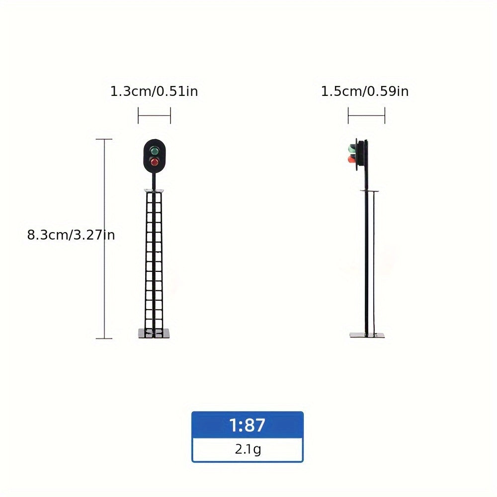 1 Set 1:87 HO Scale Model Railroad Track Signal Set, Includes Green, Red & Yellow Block Signals, 2-light & 3-light Configurations, Designed for Miniature Landscapes & Dioramas