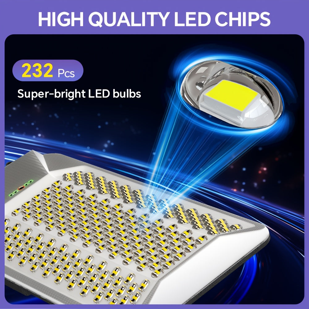 1 Piece Solar Outdoor Wide Angle Lighting, 232 LED Convex Lens Beads, Super Bright Large Street Light, Water Resistant, 6500K White Light, Split-Type Wall Mount Exterior Wall Light, with Remote Control, with 18000mAh Large Capacity Battery