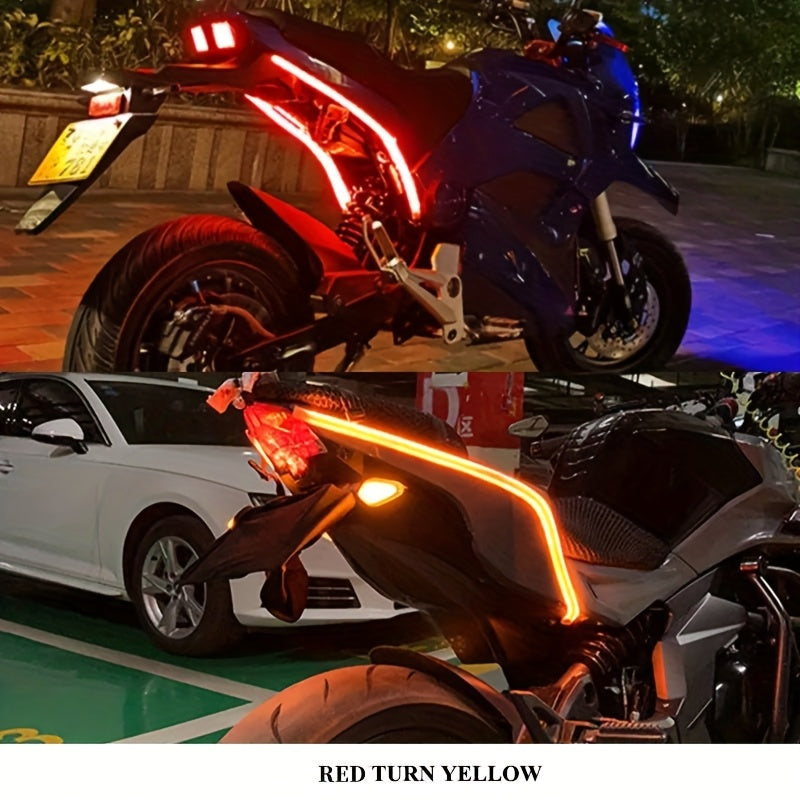 2pcs 12V LED 灯条 - 可变形汽车白色和黄色流光灯，用于指示灯和环境照明，不需要电池，≤36V 运行，非常适合汽车和房间装饰，指示灯|现代汽车照明|LED 灯条