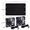 RCL-Solar Fan, 2 Fans, Solar Powered, Solar Ventilation Exhaust Fan Air Circulation Outdoor Kit, Suitable for RV Travel, Camping, Pet House, Window, Chicken Coop, Greenhouse, Shed
