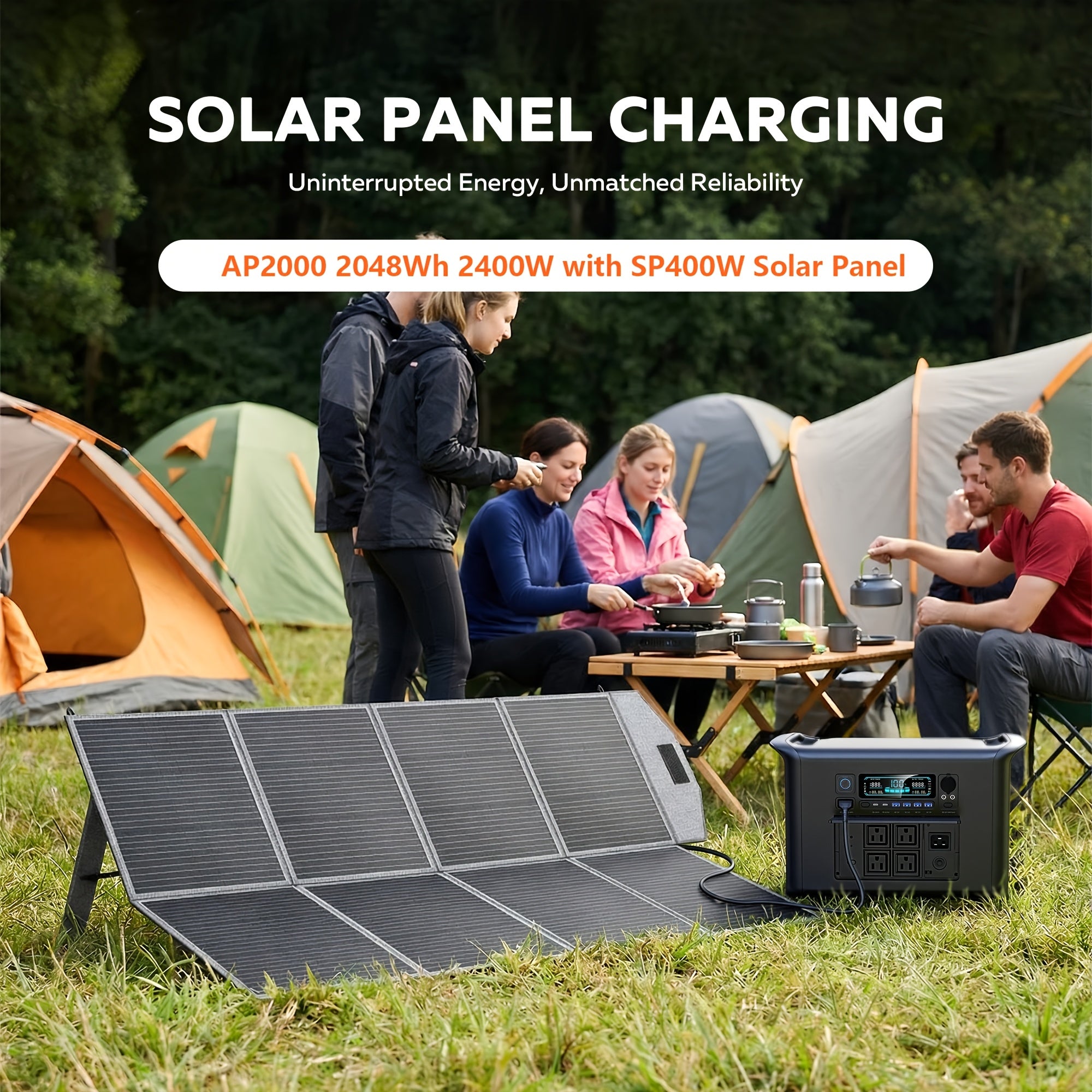 Ctolity 110W 太陽能板 (單體販售), 2400W/ 1800W/ 500W (峰值 4800W/ 3600W/1000W) 可攜式電源站, 2048Wh/ 1024Wh/ 345Wh LifePO4 電池, 400W/ 200W/ 100W 太陽能板可用於直接充電手機、筆記型電腦, UPS 功能