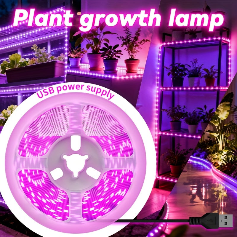 Smart Full Spectrum LED Plant Grow Light Strip, USB Powered Indoor Greenhouse Horticulture Flower Seedling Grow Lamp