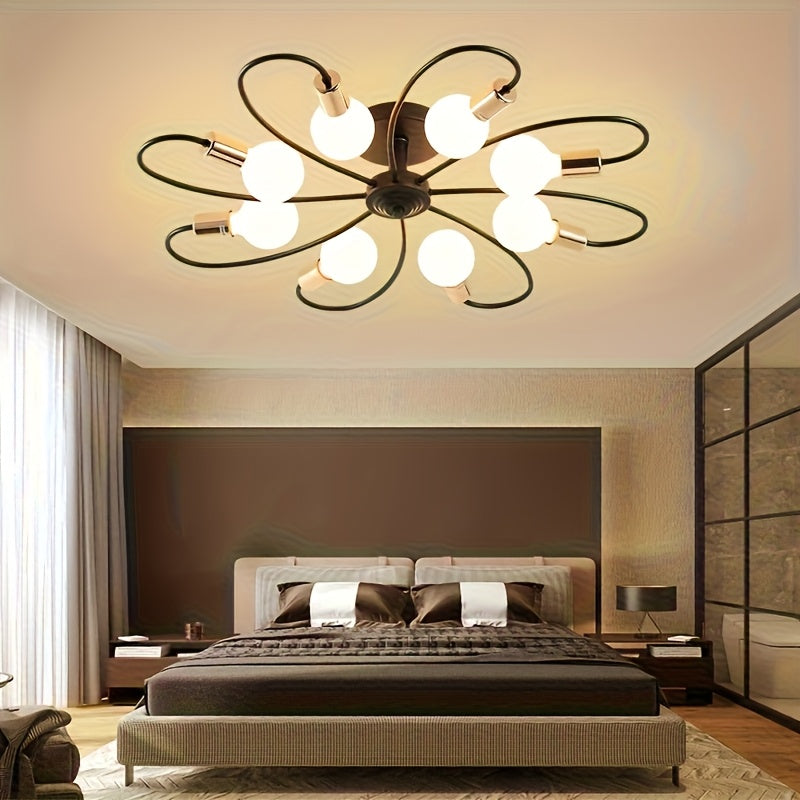 Modern Black Floral Ceiling Light, Perfect for Kitchen, Dining Room, Hallway, Bedroom, Café, Restaurant, and Any Space You Like (Bulb Not Included)