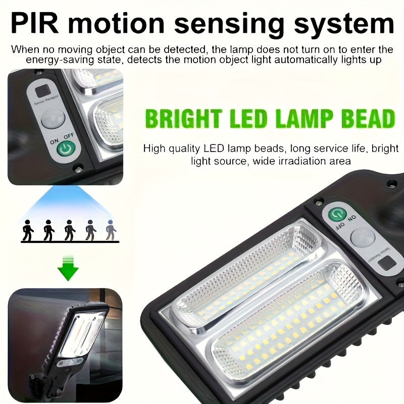 Super Bright 78LED Remote Control Sensor Street Light Area Lighting, Smart Wall Light Upgraded Lithium Battery 1200mAh with Remote Control, 3 Functional Modes, Switchable Automatic Lighting in Darkness, Suitable for Roads