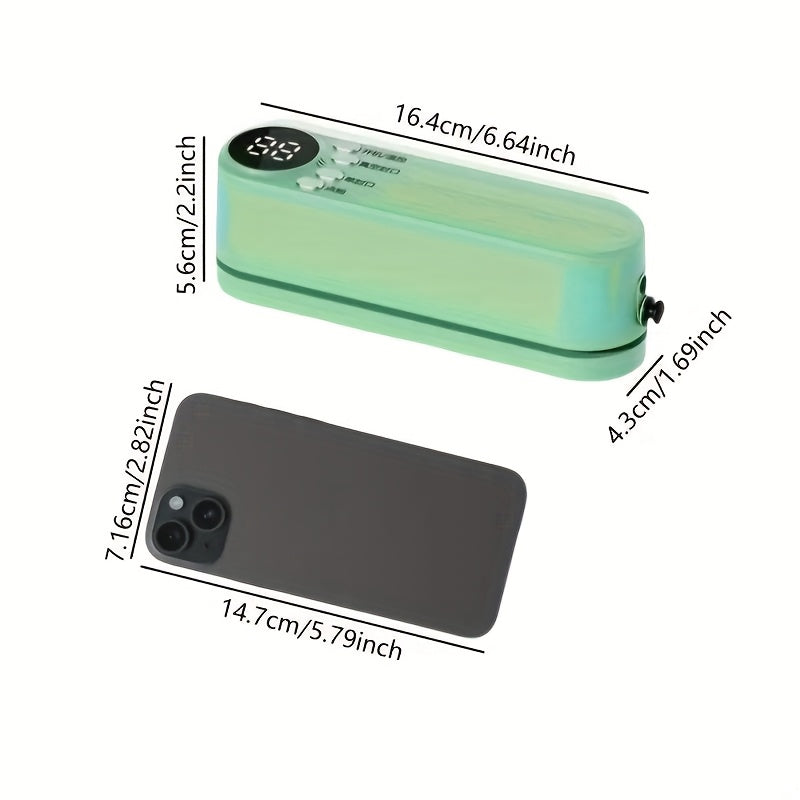 Compact Vacuum Sealer with Digital Display - Fast Sealing, Comes with Pump and Sealer Bags, for Food Preservation, Snacks, Meat, Fruits and Vegetables - Space-Saving Design Vacuum Sealer