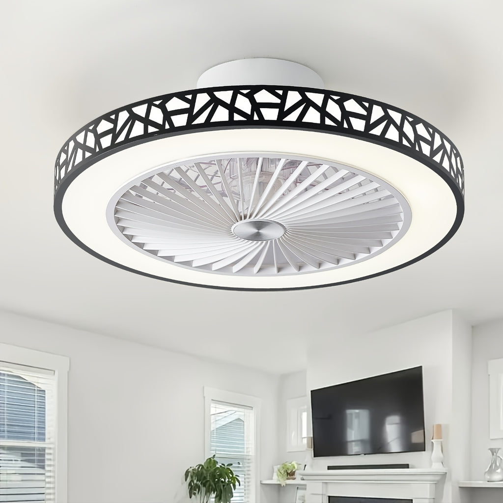 19-Inch Low Profile Flush Mount Ceiling Fan Light Fixture, with Light, 6 Speeds and 41W LED Bulb, Reversible Use, Suitable for Bedroom, Room and Living Room, Includes Remote Control