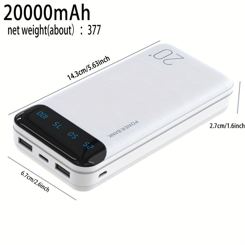 High-Capacity Outdoor Emergency Power Bank with 10000/20000Mah. Features Dual USB Outputs, Type-C And Micro Input Ports, an LED Digital Battery Indicator, And a Safe, Stable Polymer Lithium Battery, Making It Ideal for Charging Mobile Phones