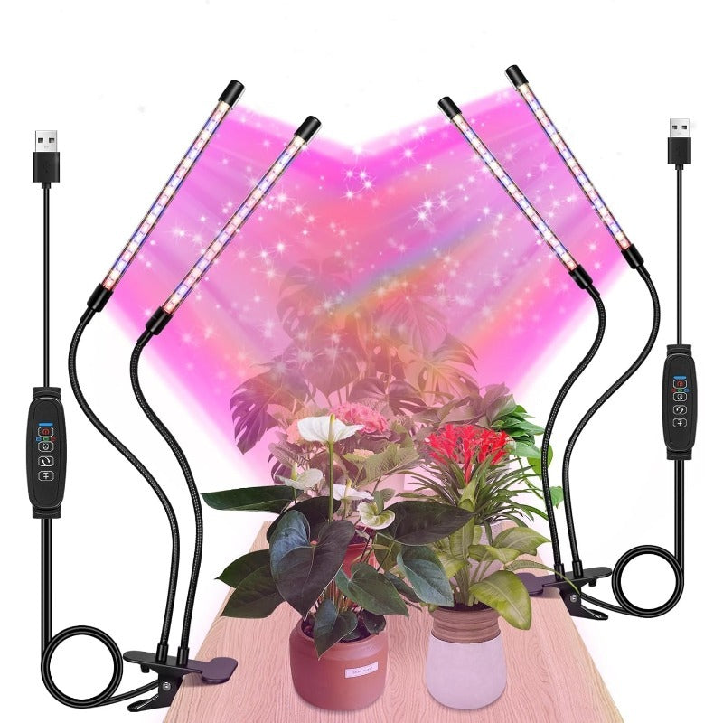 Full Spectrum Clip-On Plant Grow Light, Ideal for Indoor Plants, 4/8/12H Timer, 3 Light Modes Red/Blue/Mixed, 10 Dimmable Levels, Indoor Plant Lighting