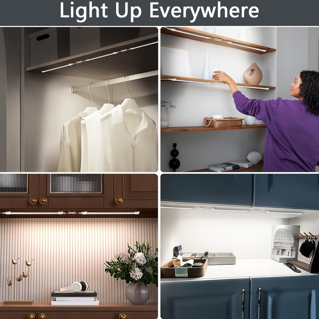 LED cabinet light, dimmable with timer, ultra-bright under-cabinet light, 4 brightness levels, shelf light 5V/2A plug, suitable for desks, bookshelves, studios, garages (adapter not included)