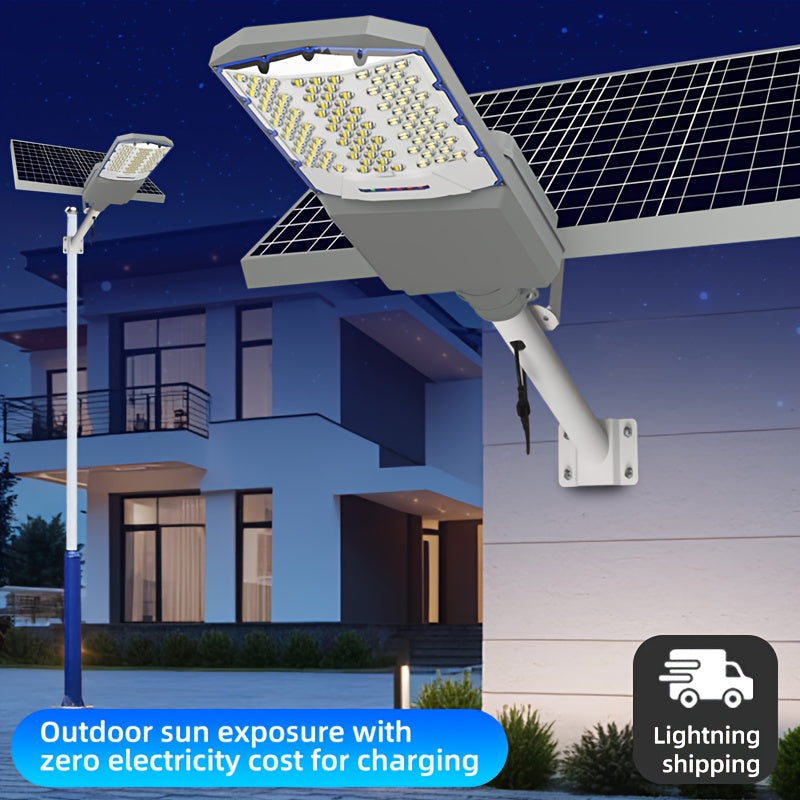Outdoor High Quality Super Bright Solar Street Light, 18000mAh High Capacity Battery, 6500K Color Temperature Super Bright Curved Solar Street Light, Solar Street Light for Parking Lots, Parks, Road Projects