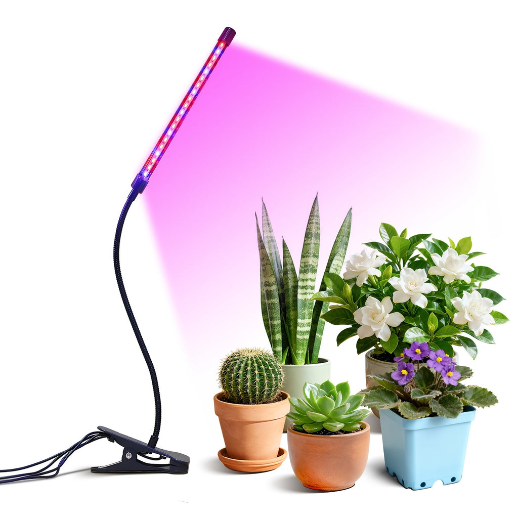 Smart gardening LED plant light, adjustable light source plant grow light, multi-angle clip design, timer function, universal for flowers