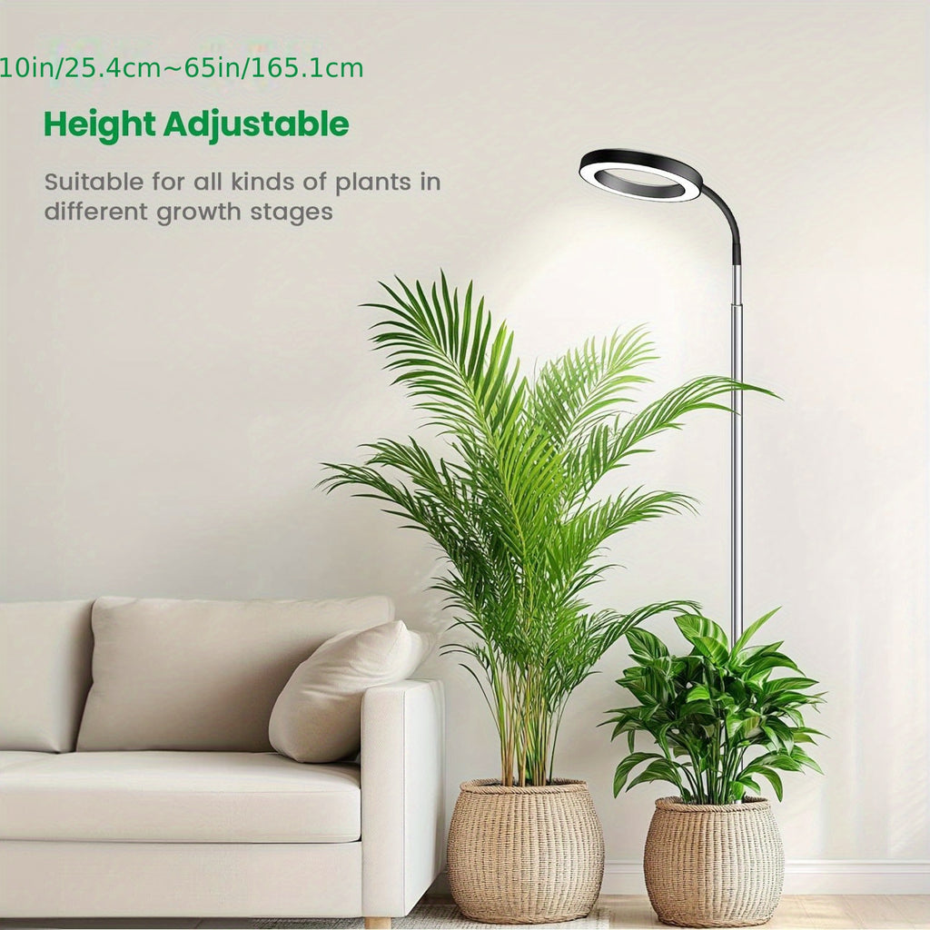 Plant Grow Light, Full Spectrum Indoor Grow Lamp with Gooseneck, 3 Color Temperature Modes & 10-Level Dimmable, 3/6/12H Timer, 65-Inch Tall, Ideal for Large Plants