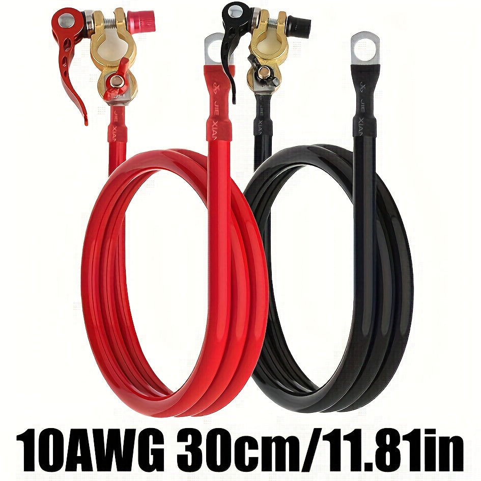 Automotive Battery Terminal with 10AWG Lead Wire – Suitable for Car Battery Tools, Battery Inverters, Positive/Negative Connections, and Jump Starter Terminals for Car, Truck & Motorcycle Batteries. Brass Construction, No Battery Required