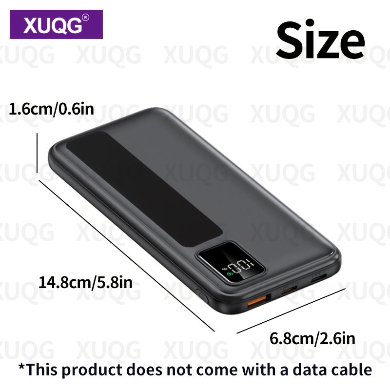 10000mAh Power Bank with LED Battery Display, Dual Outputs, Compact Portable Charger for Outdoor Emergency and Mobile Devices