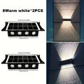 2-Pack Solar Wall Light, Outdoor Wall Washer Light, Courtyard Villa Exterior Wall Decoration. Suitable for Outdoor Patio, Garden, Lawn, Balcony, Christmas, Up and Down Wall Light, Hallway Decoration