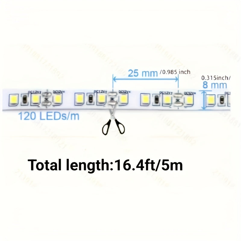 2835LED 灯条粉色,DC12V 16.6 英尺/5M 120leds/M 超亮LED 胶带灯 8 毫米宽,适用于室内家居橱柜、卧室、厨房、舞台、背光 DIY 照明，室内灯带(无电源)