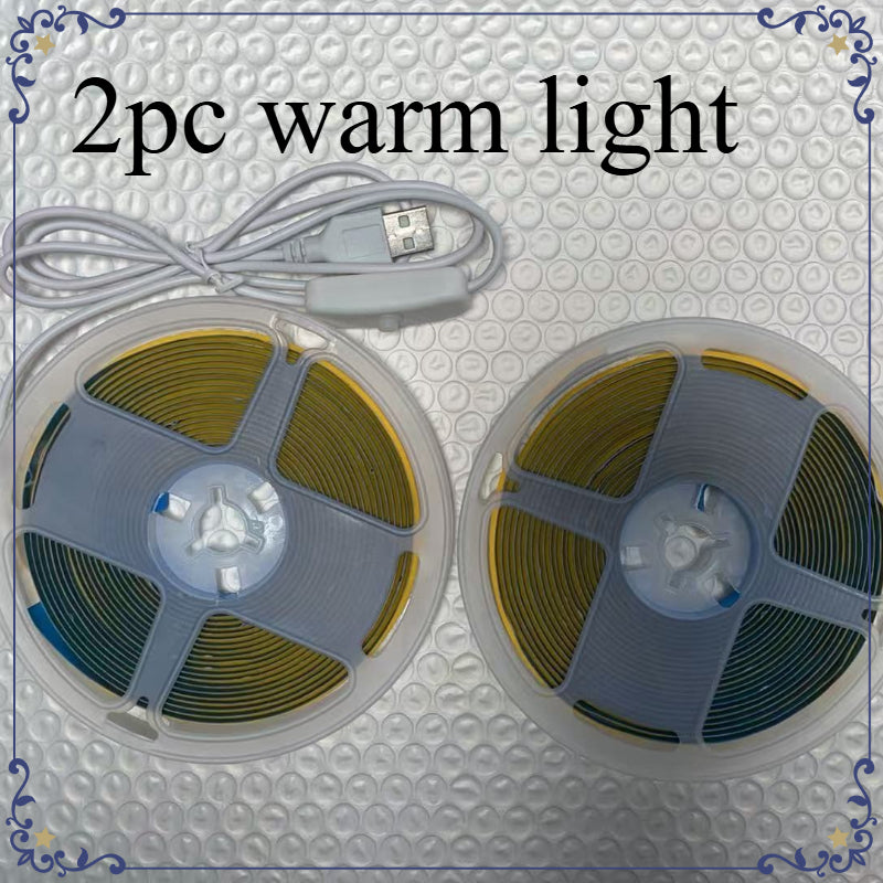 2pcsCOB LED灯带 5V USB 16.4英尺 暖光/白光 | 柔性低功耗，非常适合电视背光、橱柜照明、氛围灯、家居装饰、卧室、厨房、万圣节、圣诞节、婚礼、派对等