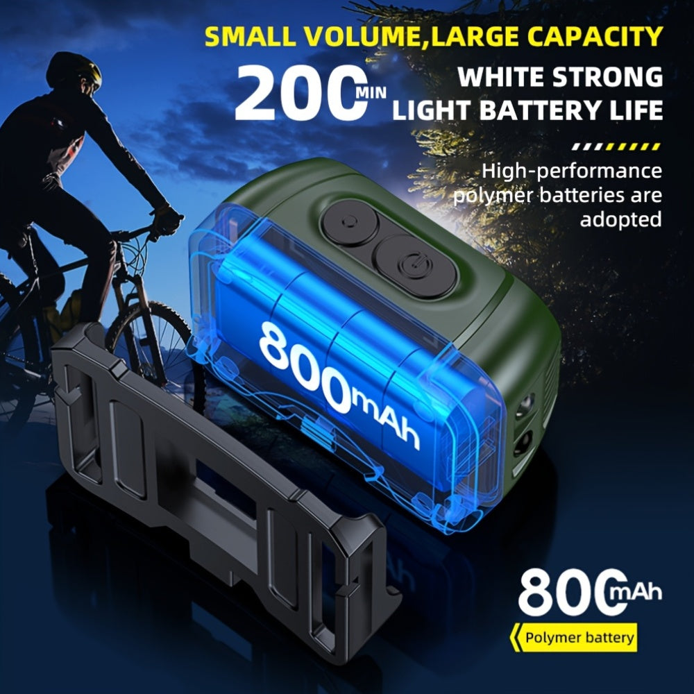1P Philips Bike Headlight & Camping Light, Warm White Dual Light Modes, Multi-Level Dimming, Smart Motion Sensor, Wave Activated On/Off, Red & Blue Warning Light Function, Large Capacity Battery Long Endurance