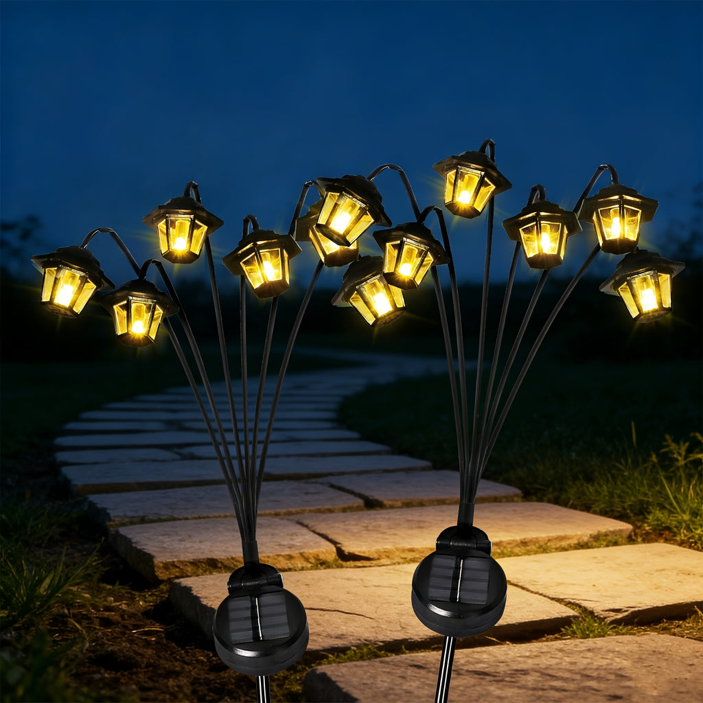 OTDECOR Solar 6-Head Vintage Lantern Lawn Light 2 Pack, Outdoor Path Ground Insert Light with Warm LED Light Source, Garden Decorative Light, Ideal Gift for Gardening Enthusiasts and Mothers, Perfect for Courtyard, Yard and Flower Beds