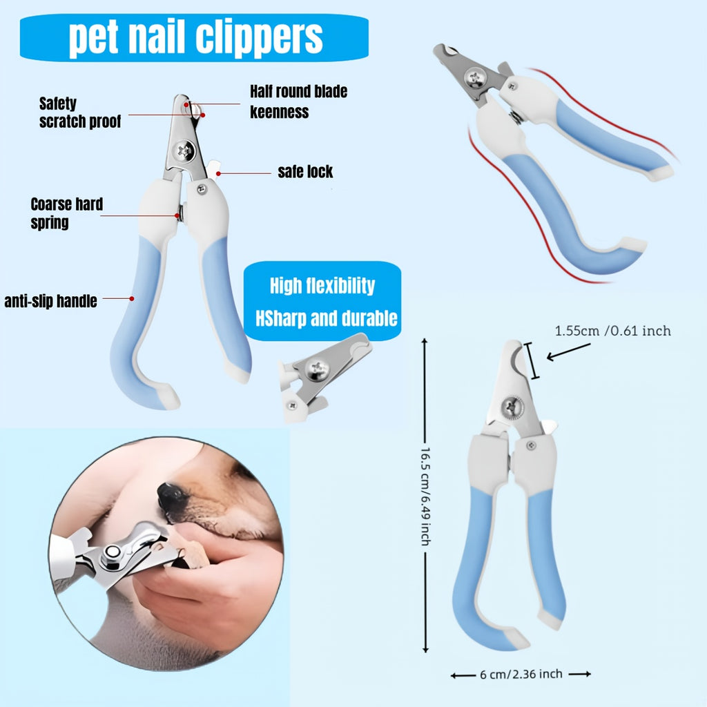 8pc宠物清洁用品套装狗猫专用指甲剪宠物眼部梳理刷狗狗小猫超柔软的硅胶牙刷宠物一键除毛梳2合1硅胶宠物洗澡手套与刷子猫狗跳蚤和蜱虫去除工具