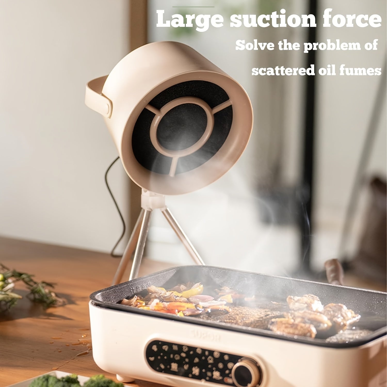 Mini Kitchen Range Hood – Portable 3-Speed Adjustable, Removable Filter Mesh, Oil Absorption, Mini Fan for Indoor Hot Pot & BBQ, Comes with 5/12/22 Filters