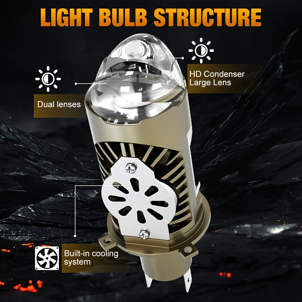 2-Pack, 90W, 28000 Lumens New LED Projector Lens Headlight, Easy to Install, with H4/9003/HB2 Connector, 3570 CSP Technology and Canbus Compatibility, for Cars and Motorcycles, with Dual High/Low Beam Function