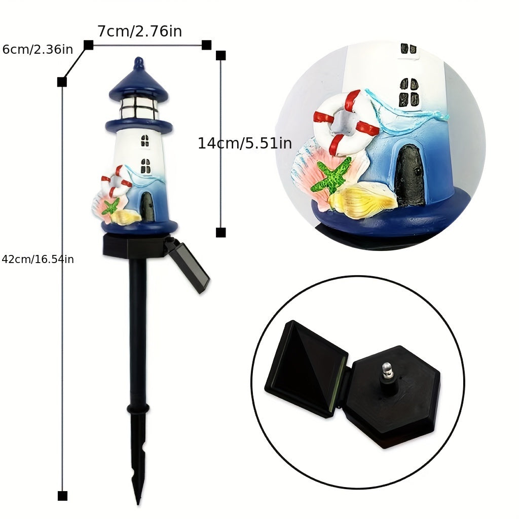 Solar Resin Lighthouse LED Outdoor Lighting Decorative Landscape Light Solar Garden Light Lawn Light Perfect for Courtyard Garden Lawn Festival Decoration