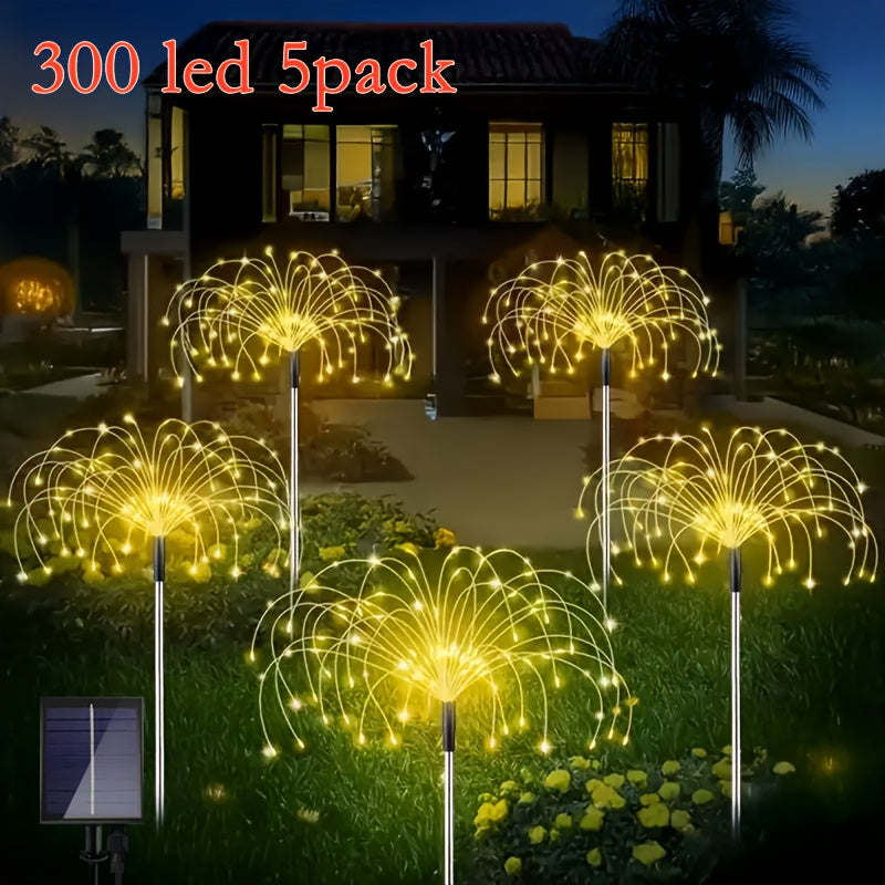 FACHOI 5件套-400颗LED太阳能烟花灯 5件套-300颗LED智能光感DIY太阳能装饰灯 适用于商业街、小径装饰、花园露台 4件套-320颗LED 8种照明模式 4件套-240颗LED 白光/彩光/暖光