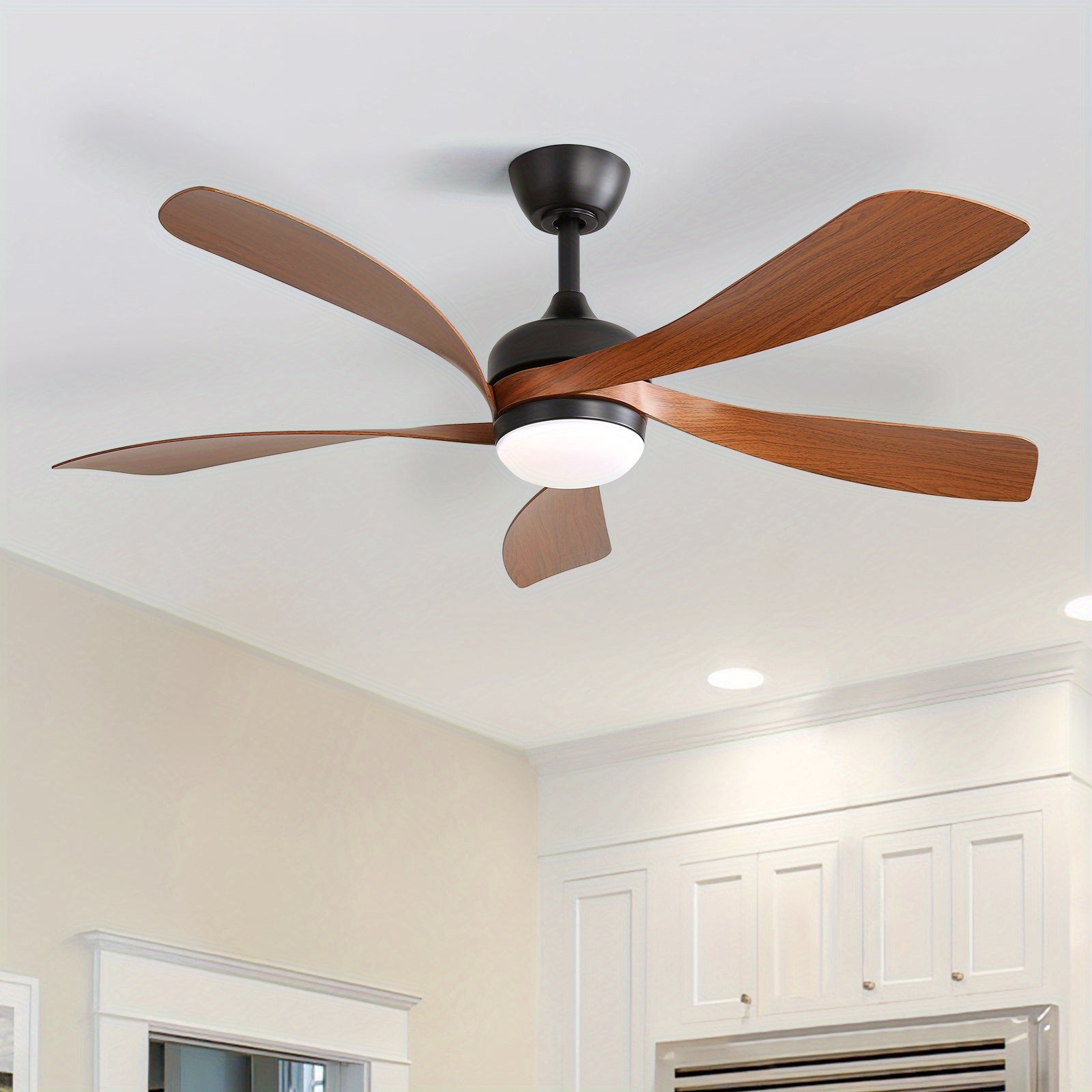 Sofucor 52 Inch Modern Ceiling Fan with Light, 3 Color Dimmable LED, 5 ABS Blades, Remote Control, Reversible DC Motor, Ideal for Room and Bedroom Decoration, Ceiling Fan with Light