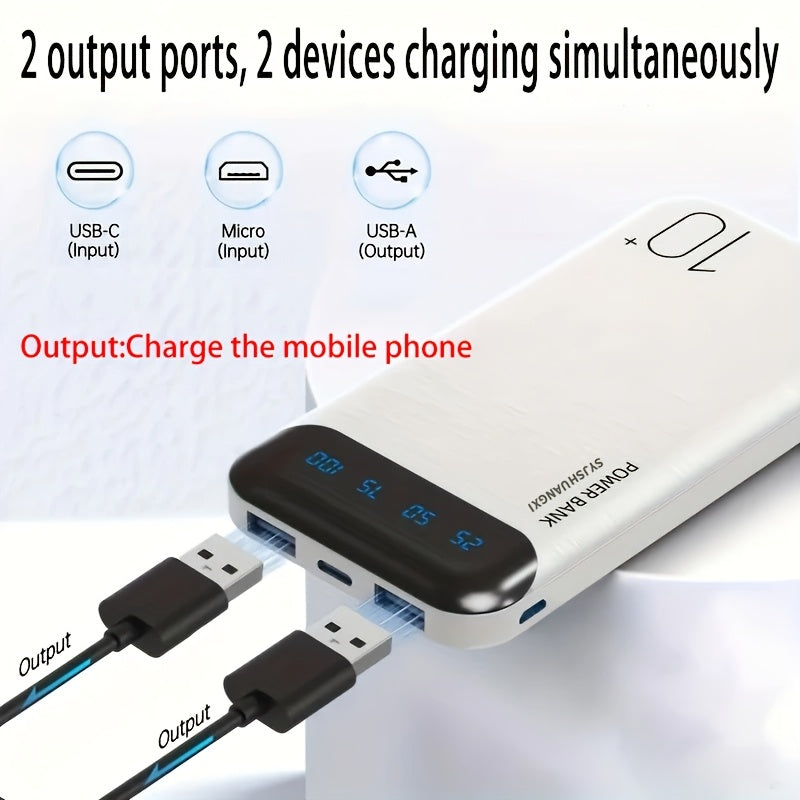 A Portable Power Bank with a Large Capacity of 10000/20000Mah, Suitable for Iphones, Android Devices, Tablets, Headphones, And Other Electronics. It Features Dual USB Outputs And Makes a Great Gift for Birthdays Or Christmas