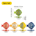 5pcs Creative Japanese-Style Fish-Shaped Sauce Dish, Dopamine Color Series Ceramic Plate, Dip Dish / Wasabi Dish / Snack Dish, Easy to Clean & Store, Oven Safe / Microwave Safe, Multi-Scene Use