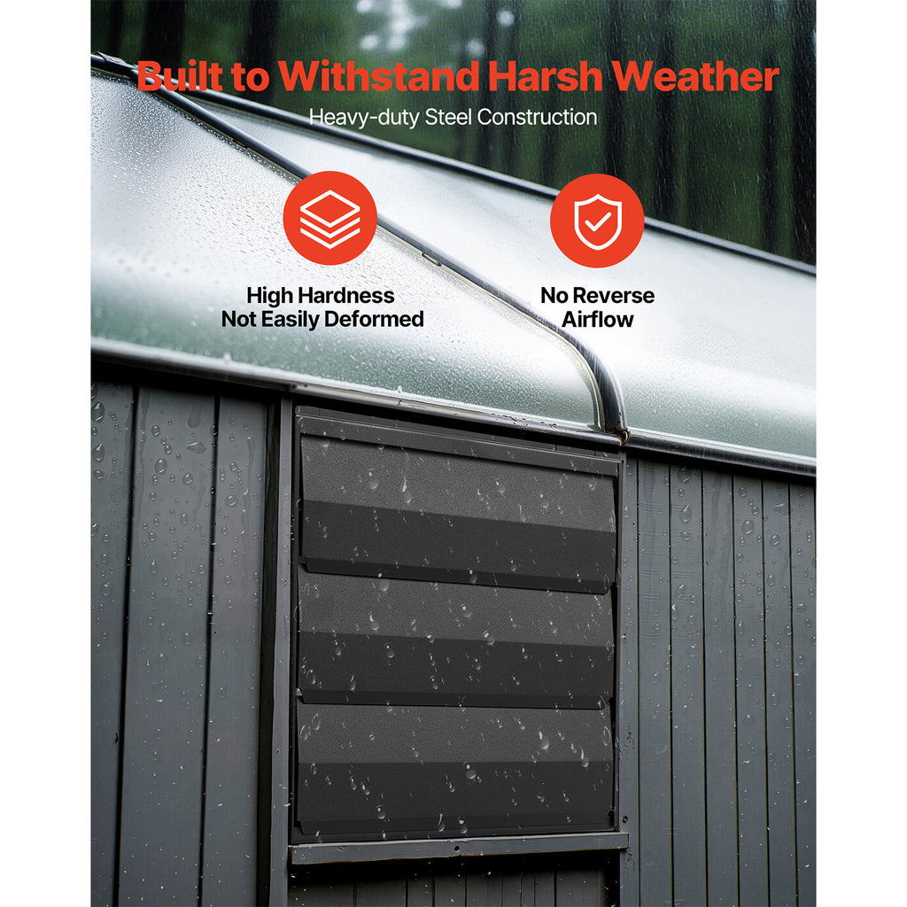 VEVOR 12"/14" Shutter Exhaust Fan, Wall-Mounted Attic Vent Fan, Smart Programmable Variable Speed Temp Control, EC Motor, Timer, for Shed/Garage/Greenhouse Ventilation Cooling, Black