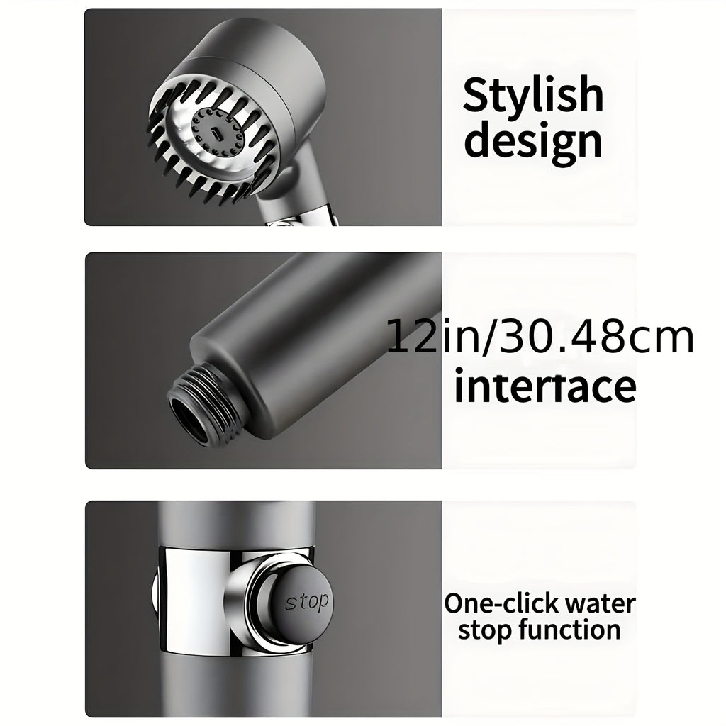 High Pressure Shower Head with Turbo Spray - Wall Mount, No Power Needed, 6-Stage Water Filter, Skin-Friendly - Rain Shower Set with 68-inch Hose