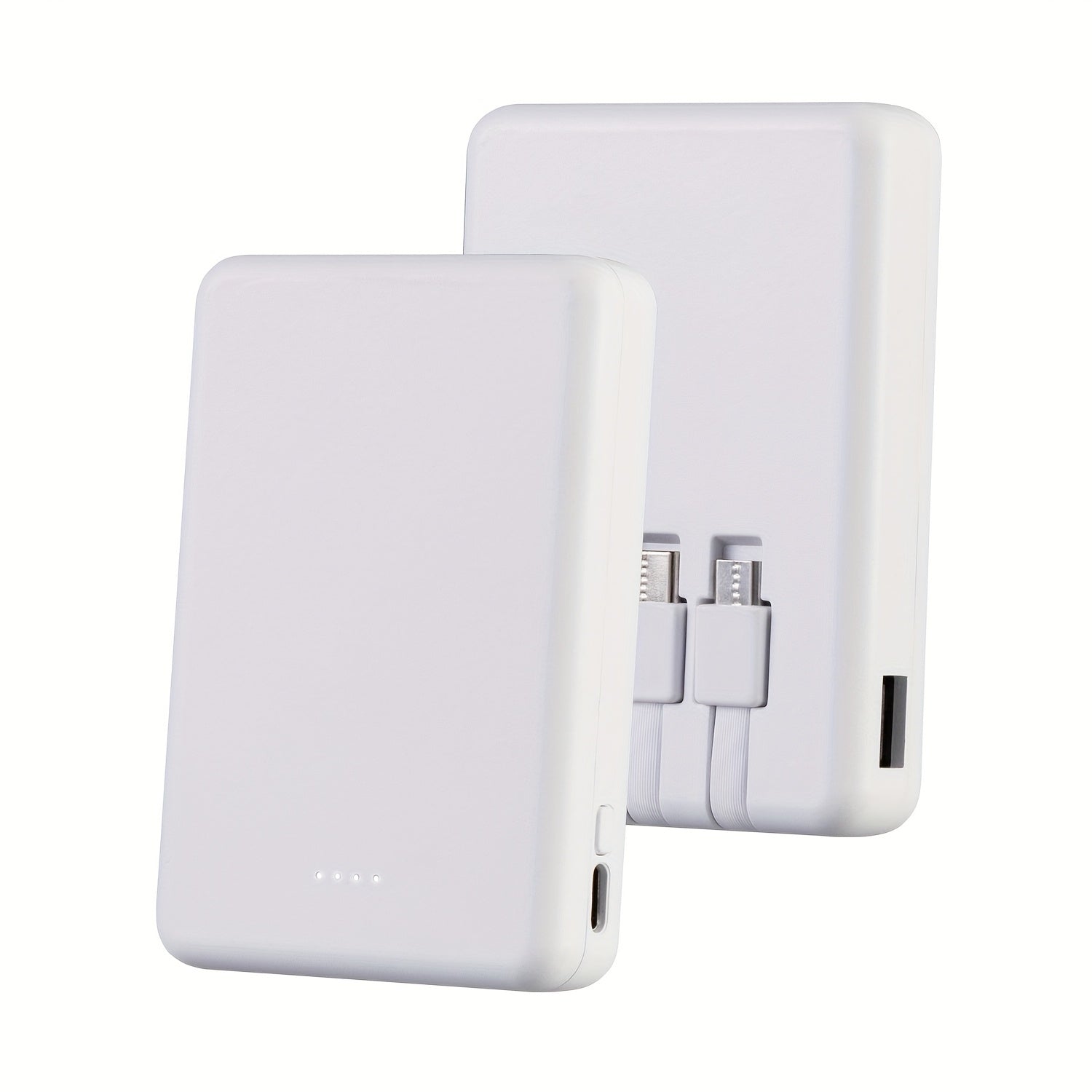 Portable Power Bank, Lightweight And Compact, 5000mAh/10000mAh, Mini Version with Built-in Cable, Can Charge 4 Devices Simultaneously with Type-C Input, LED Indicator Showing Remaining Capacity, Easy to Carry, Compact Charger with Built-in USB-C