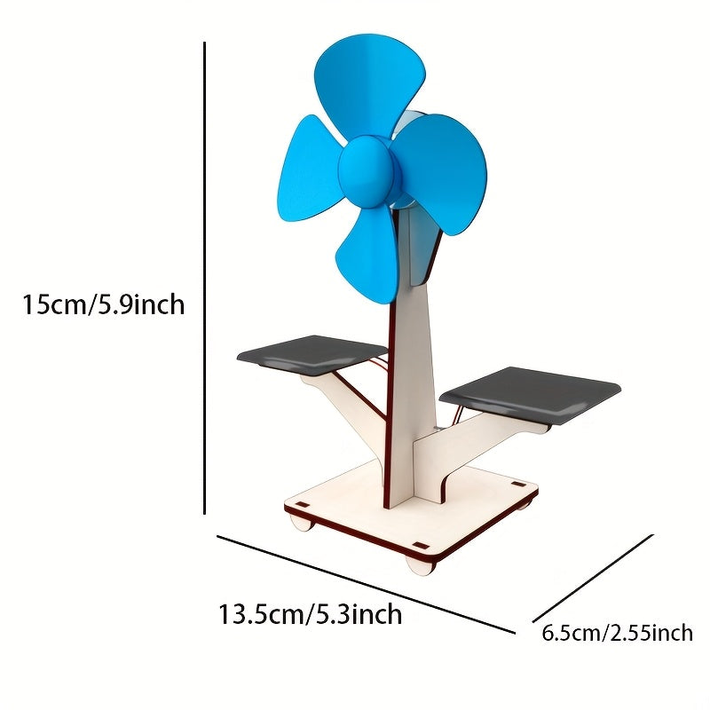 Wooden Solar Fan Set, Only 1 Hour Installation, STEAM Education Science Experiment, DIY Model Building & Assembly Hobby Cultivation, Enhance Thinking Ability and Fun, Perfect Gift