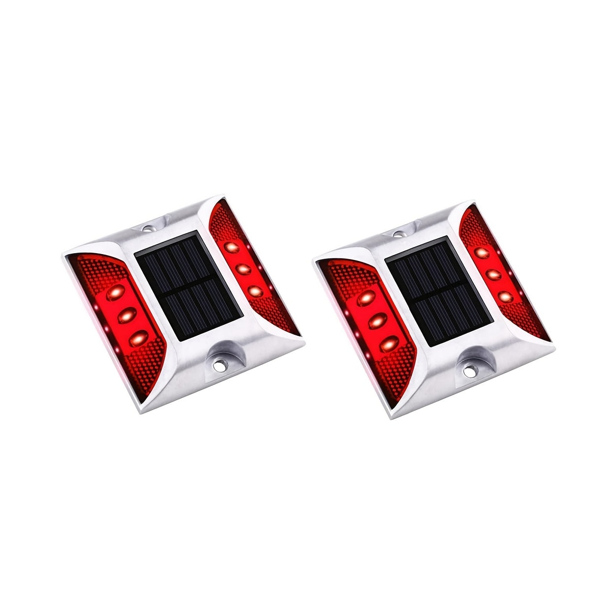 2/4 Pcs Solar Driveway Dock Lights, IP67 Solar Deck Lights, Outdoor Warning Step Lights Reflective Road Markers for Sidewalk Stair Garden Path Walkway (Red Green Blue Yellow Daylight White)
